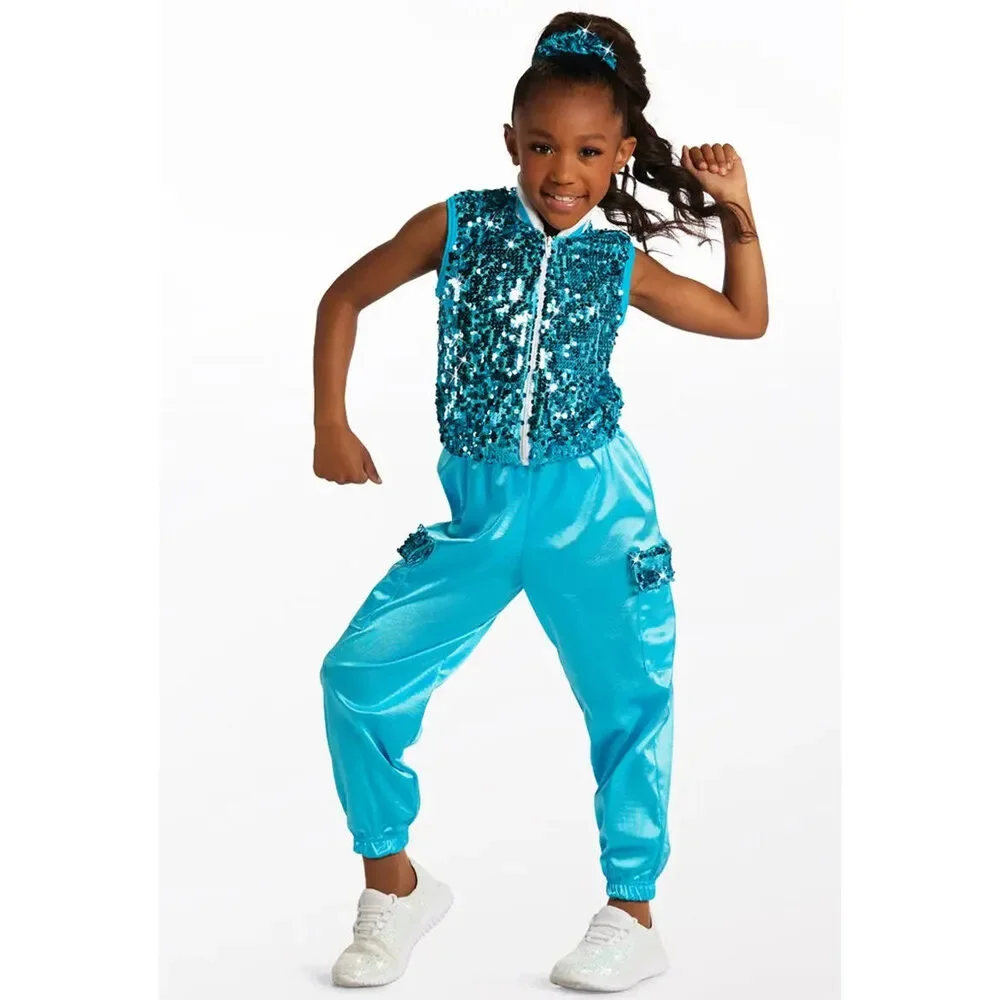 Pre-Owned Dance Costume Large Child Turquoise Weissman 14974 Hip Hop Jazz Tap C